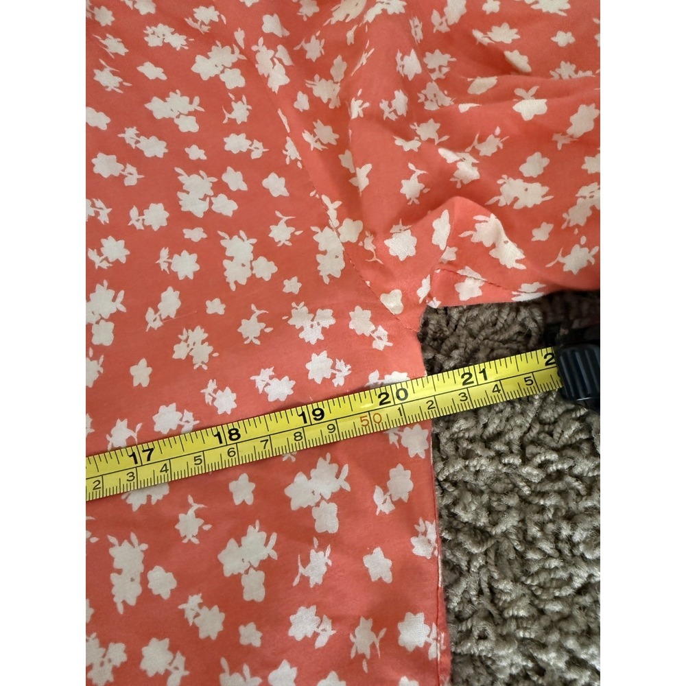 11.1 TYLHA Anthopologie Coral Floral Border Print Split V-Neck Blouse Top Size S - Picture 7 of 8